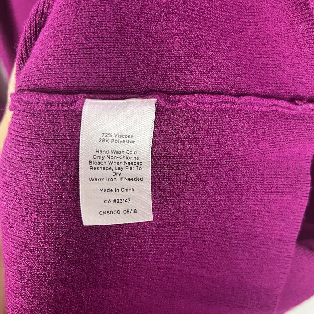 Talbots Ruffle 3/4 Sleeve Sweater Dress Plum Purple Midi Stretch Viscose Medium‍ - Picture 3 of 5